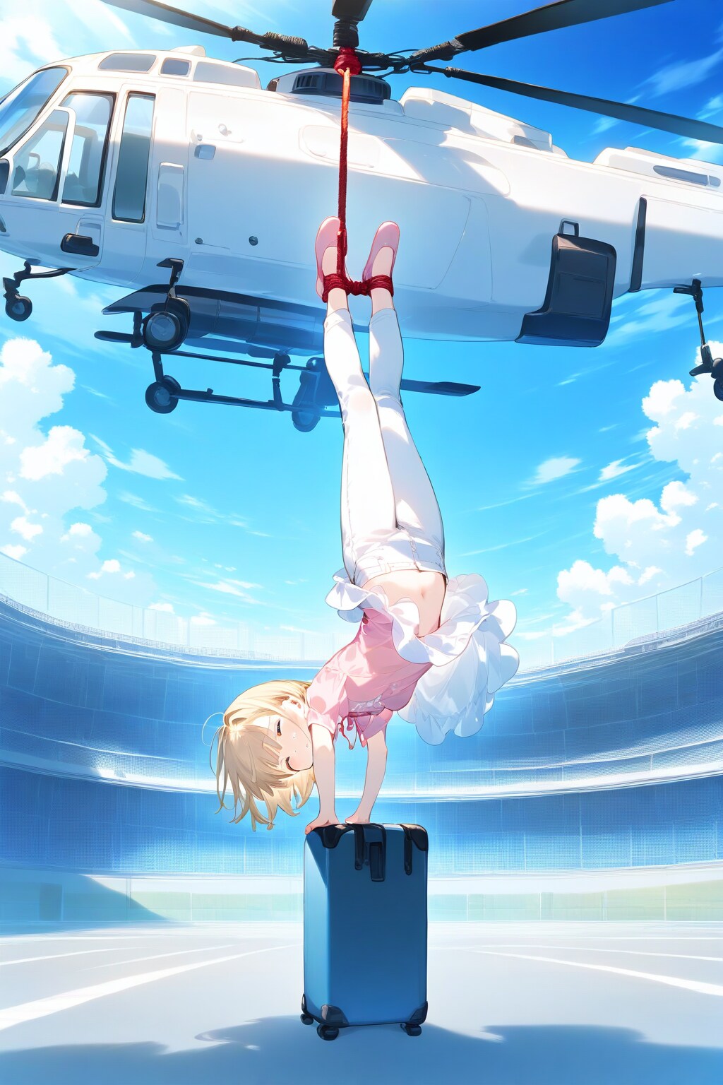 ヘリで逆さ吊り