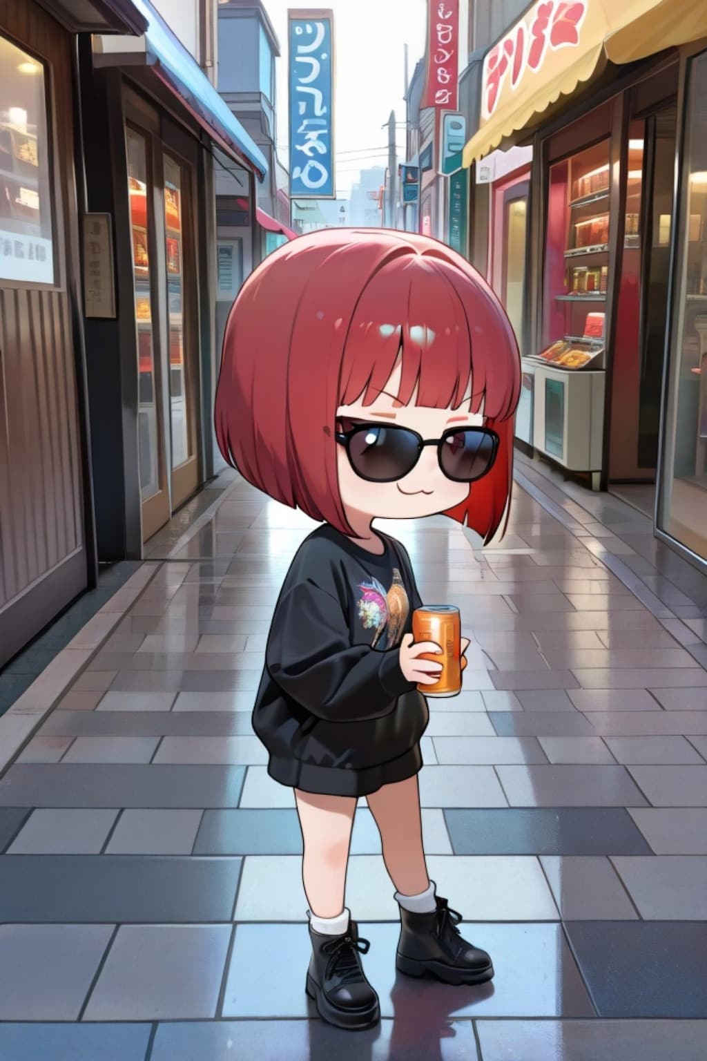 サングラスの赤髪ちゃん