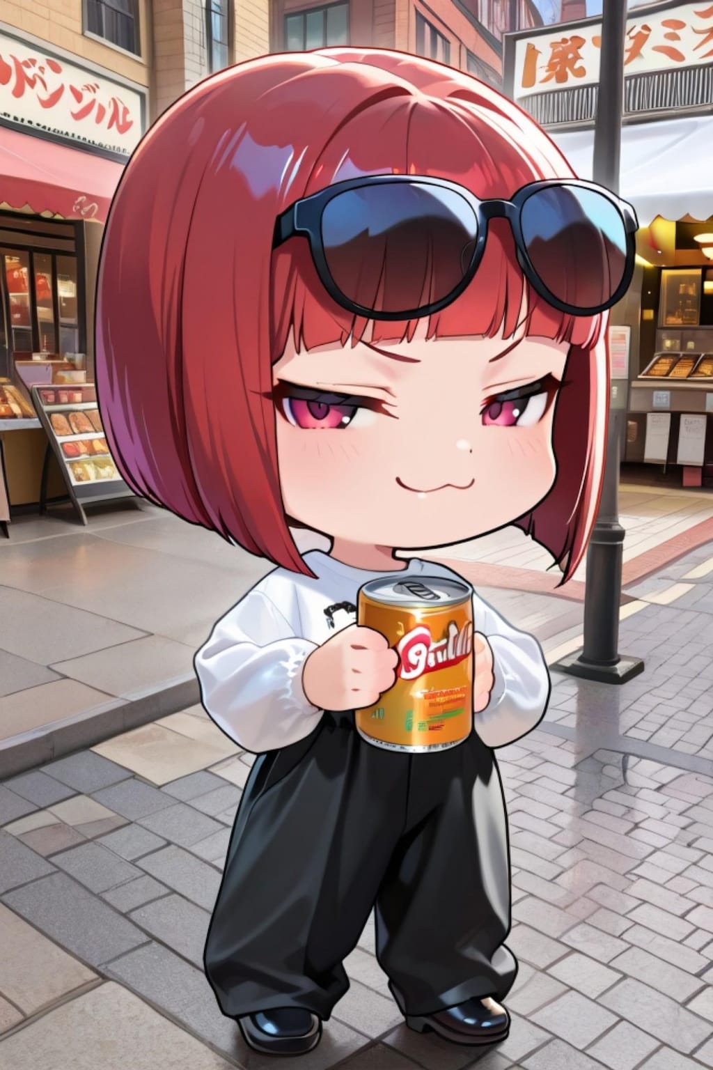 サングラスの赤髪ちゃん