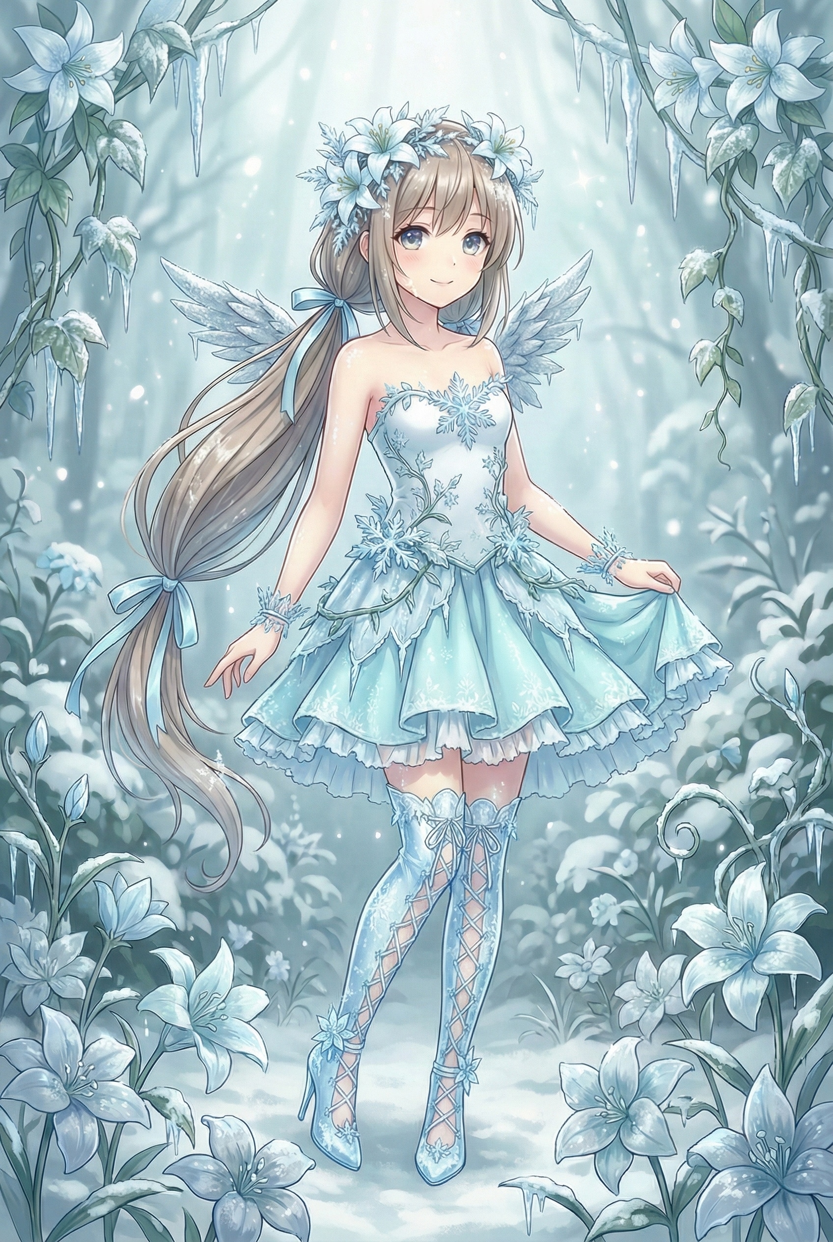 氷冠の少女と冬の秘境 | の人気AIイラスト・グラビア