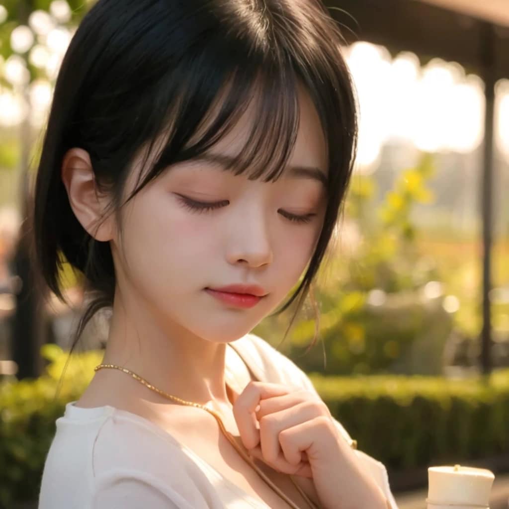 黒髪ボブでワンピースの美女１５