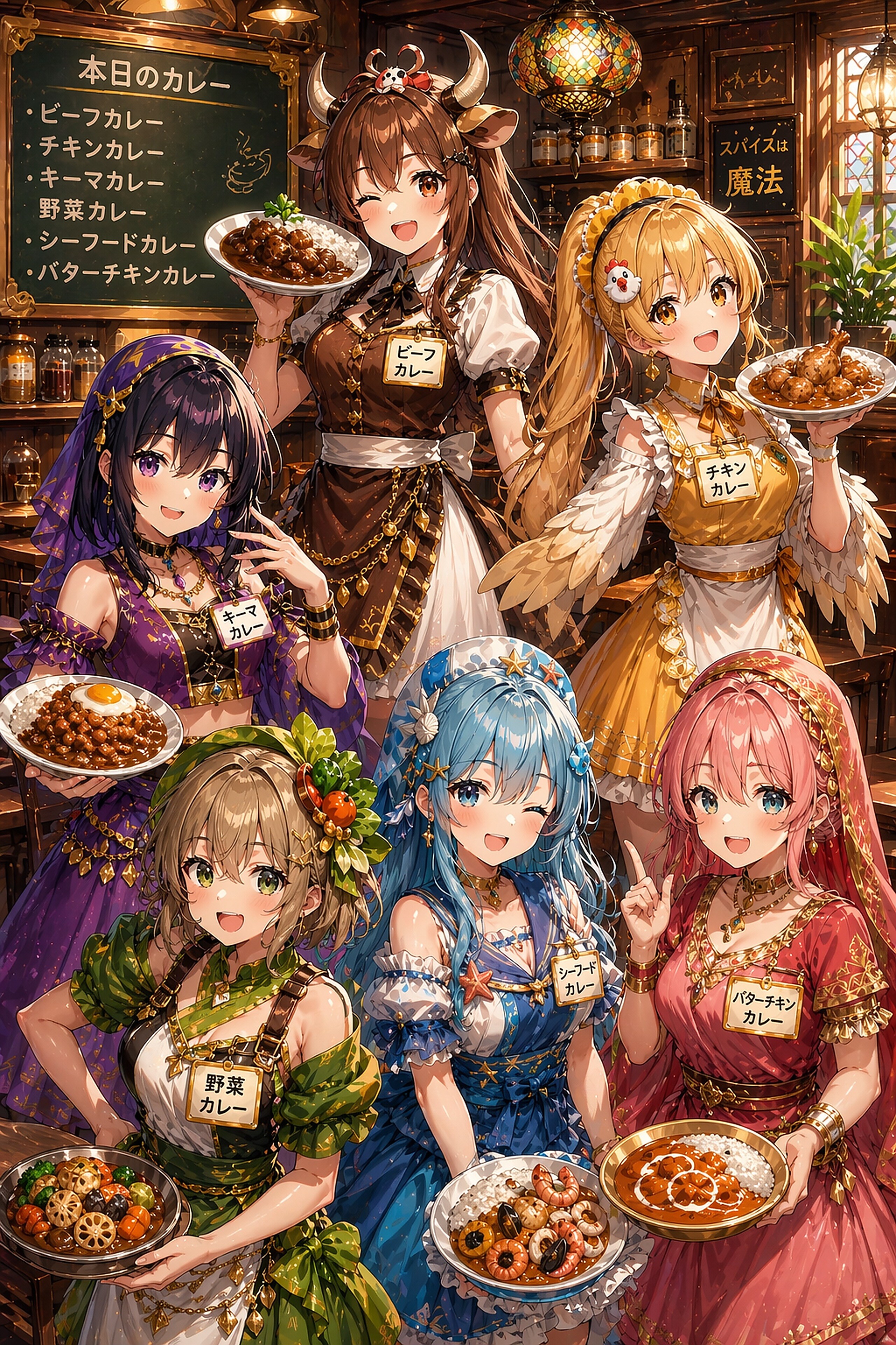 行列のできるカレー屋さん🍛 | の人気AIイラスト・グラビア