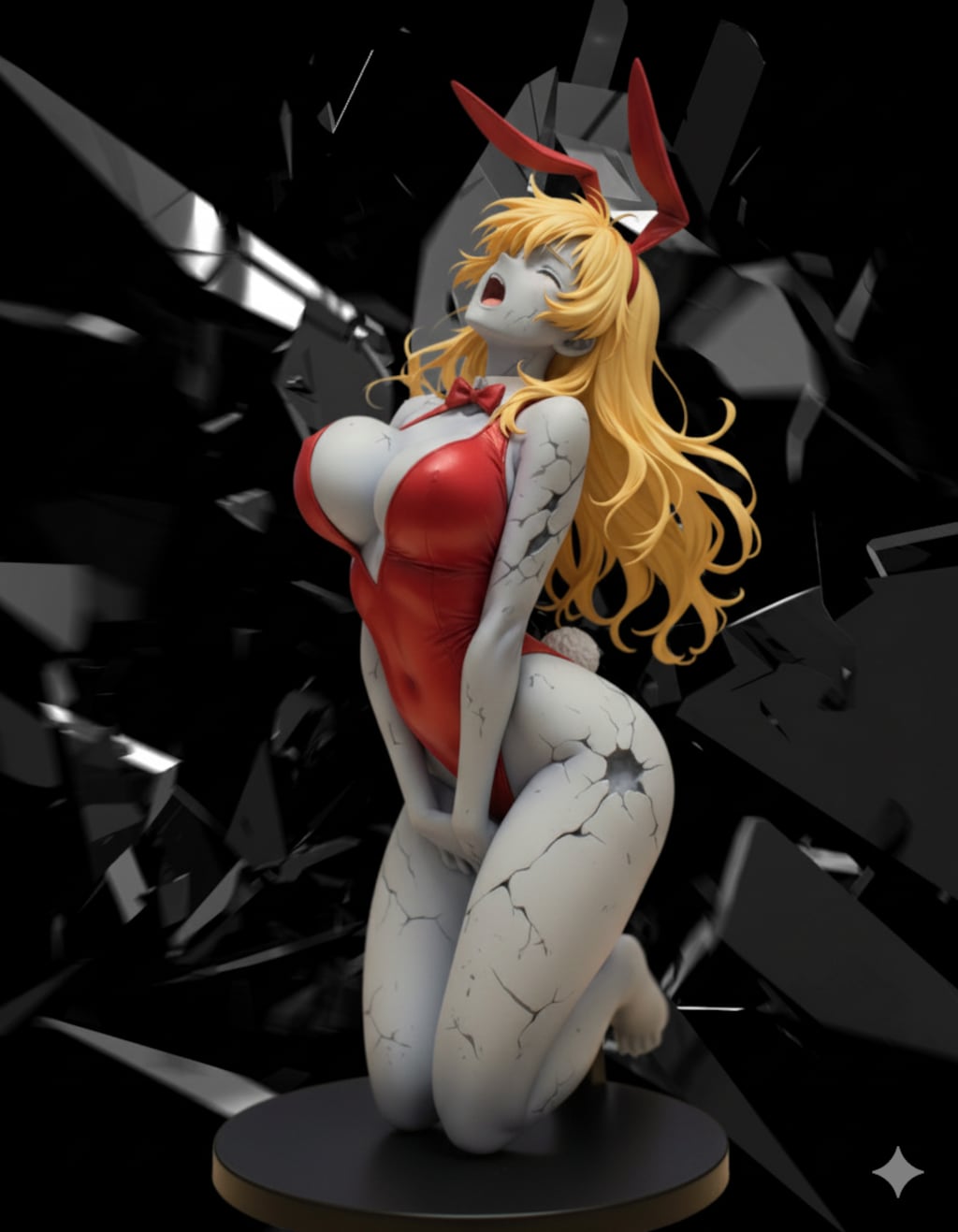 パワーアップした正義の必殺技の威力が凄すぎて！肉体が砕け散る寸前の悪の美少女バニー達！（フィギュアでやられシリーズ）