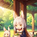 お食事中のうさ耳少女 2枚目