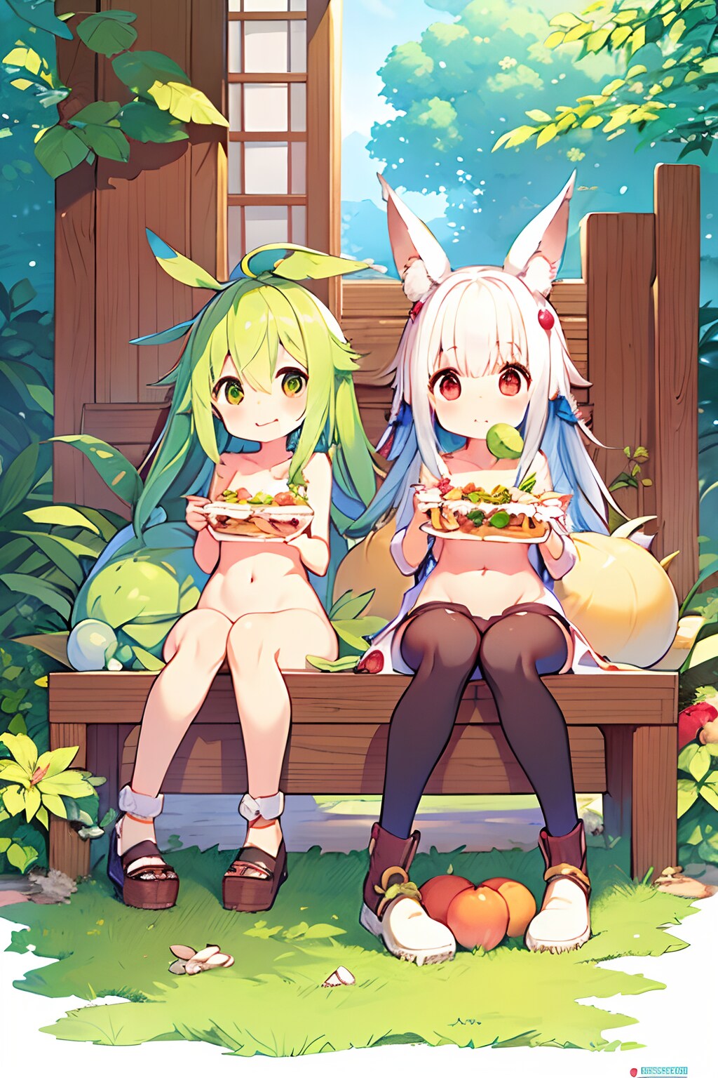 お食事中のうさ耳少女