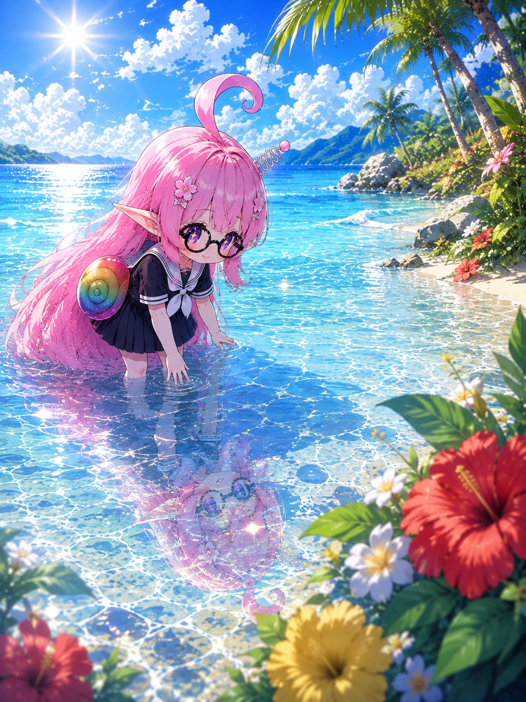 きらめく湖(うみ)の畔で 鏡の中のわたしに逢う | の人気AIイラスト・グラビア