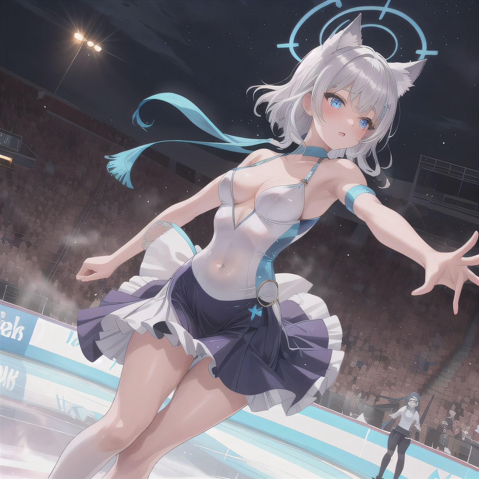 灰髪ロングでアイススケートの少女３ | の人気AIイラスト・グラビア