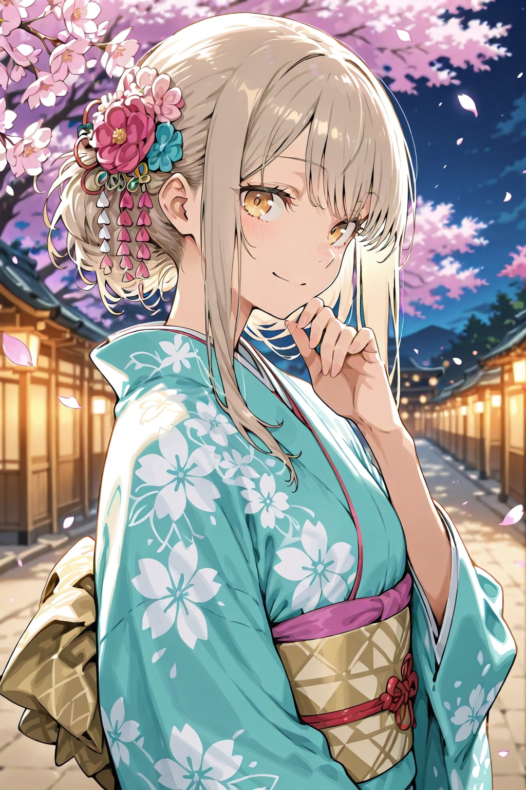 桜舞う夜 | の人気AIイラスト・グラビア