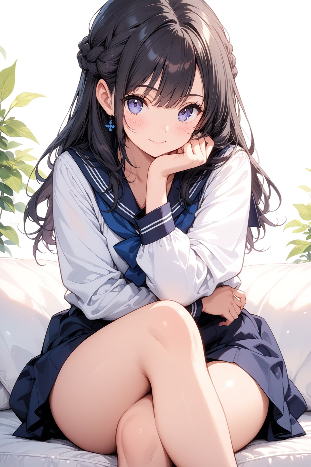 足を組む少女 | の人気AIイラスト・グラビア