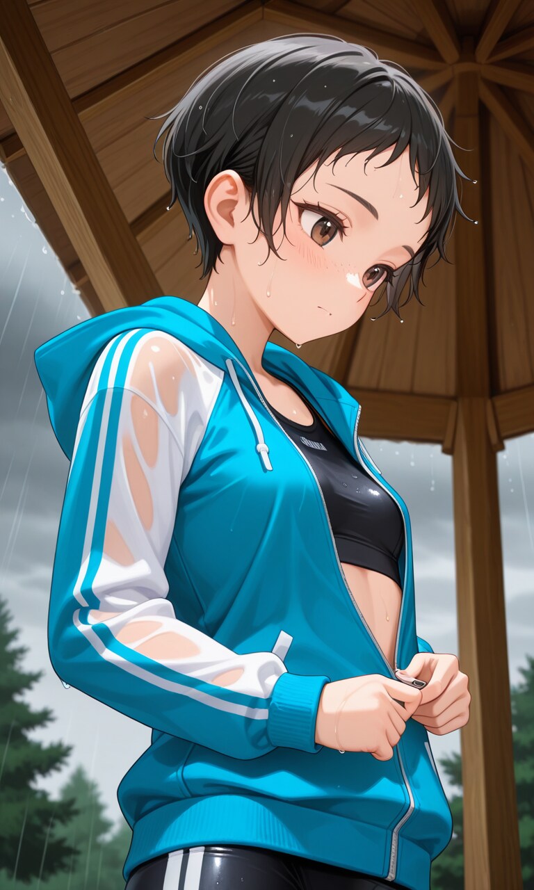 濡れたので他意なくファスナーを下げてしまうショートっ娘
