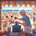 陽気なかき氷屋さんのおばあちゃんと巨大オブジェクト看板 4枚目