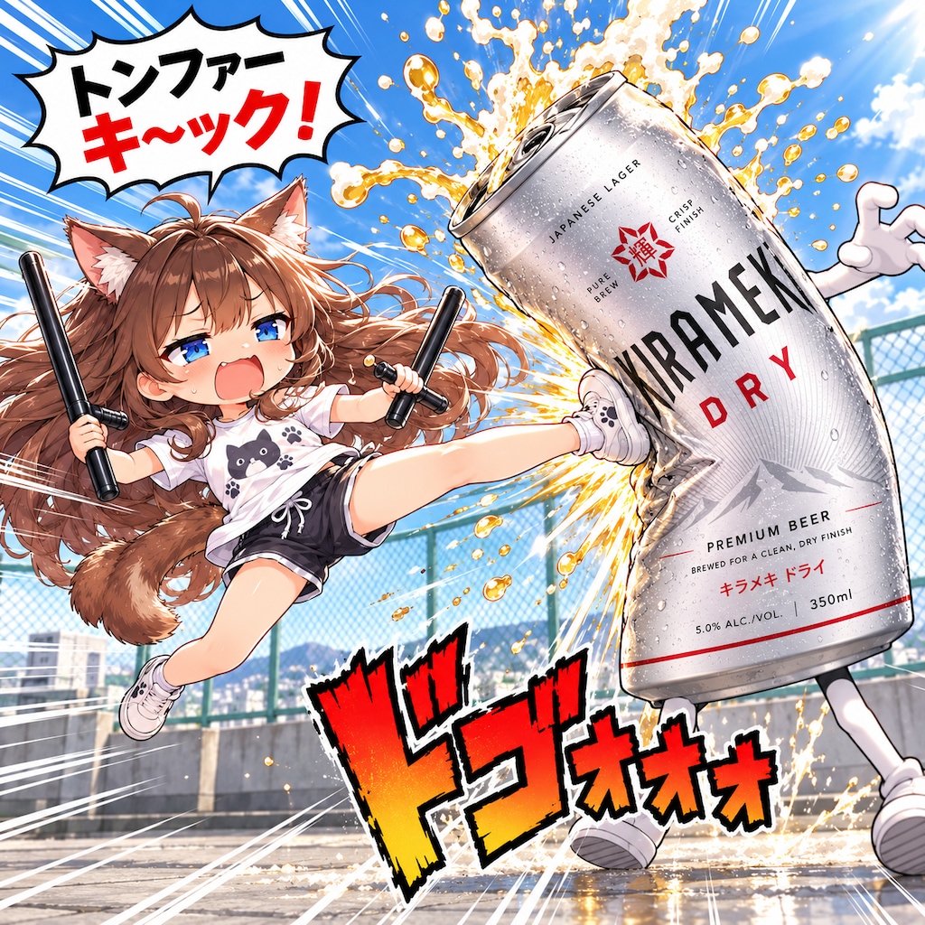 トンファーキックの小さな女の子