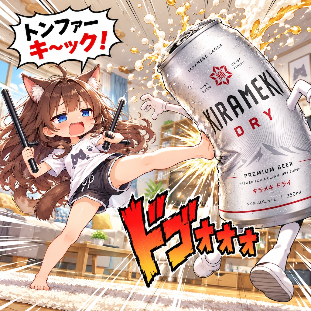 トンファーキックの小さな女の子