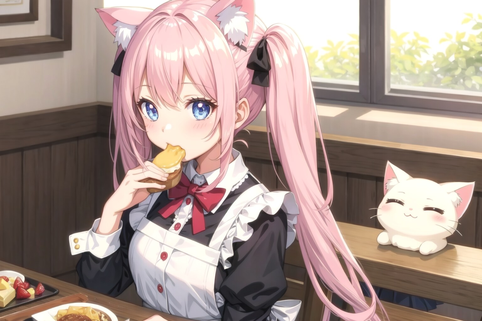 白猫ともぐもぐメイドちゃん