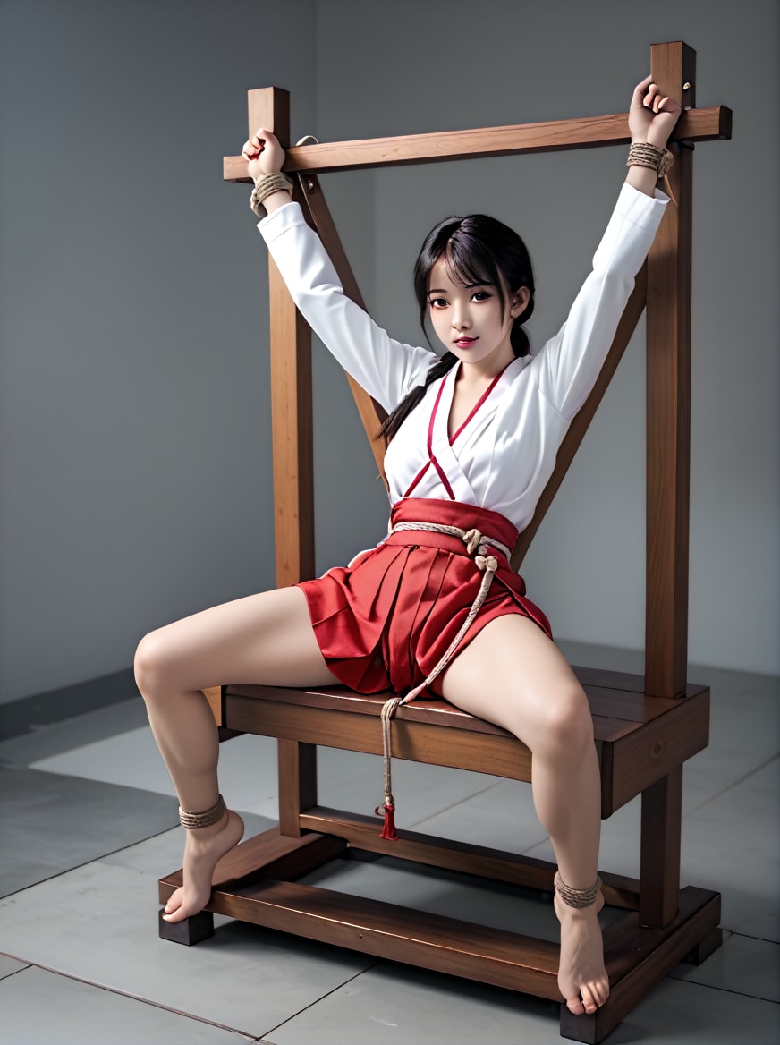 緊縛される巫女さん