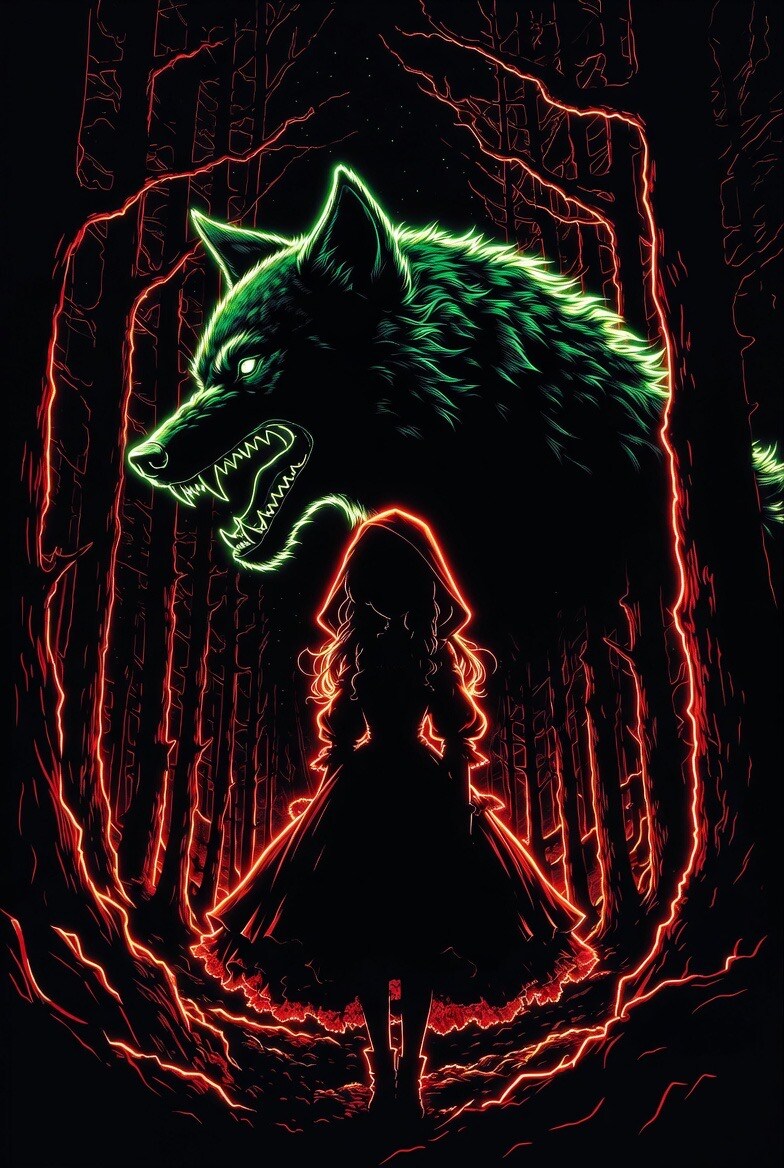 Gothic Lolita Little Red Riding Hood in Forest