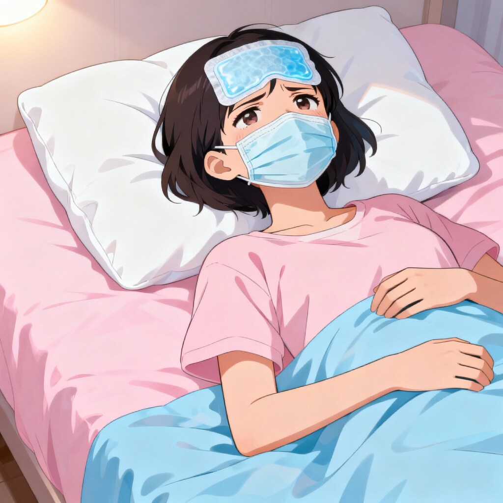 風邪をひいた女の子