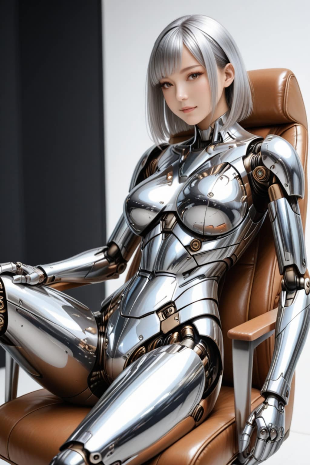 椅子で寛ぐメカ子