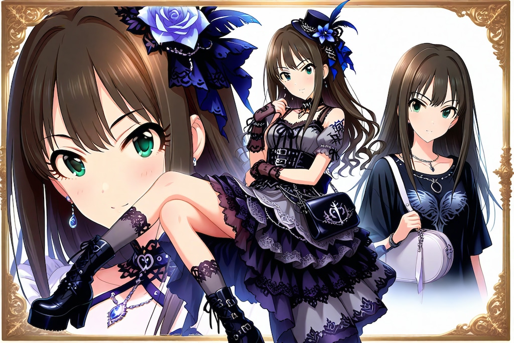 「渋谷凛ちゃん」のゴシック風ファッション　－プロンプト流用－