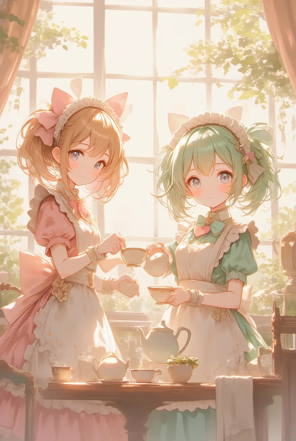 双子のフリフリメイドさん