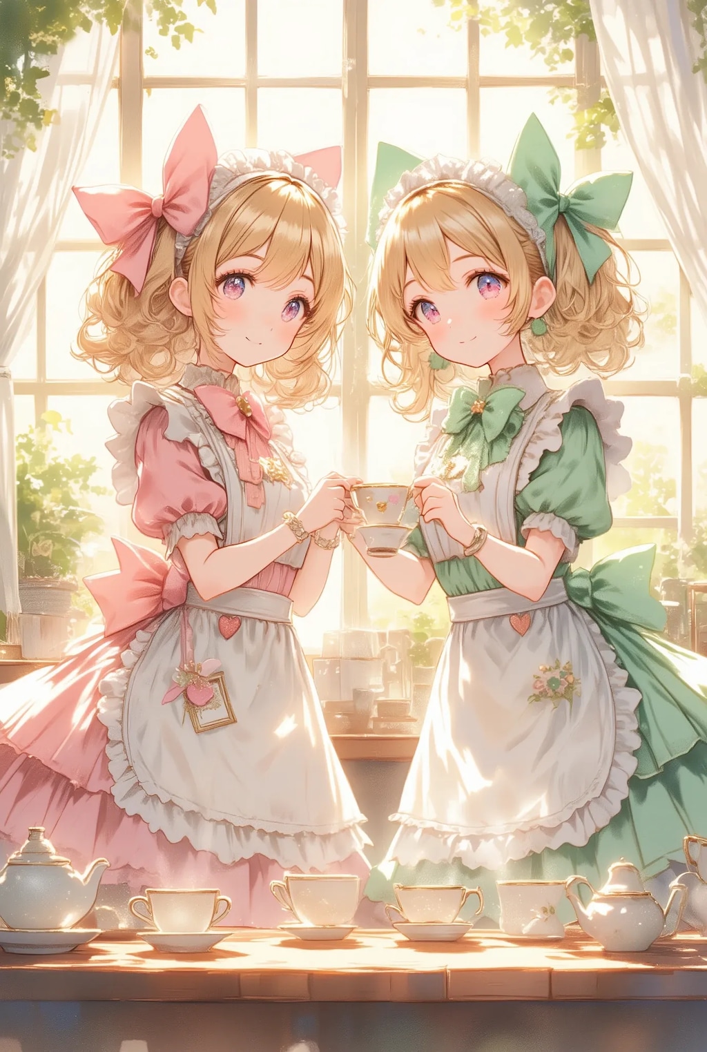 双子のフリフリメイドさん