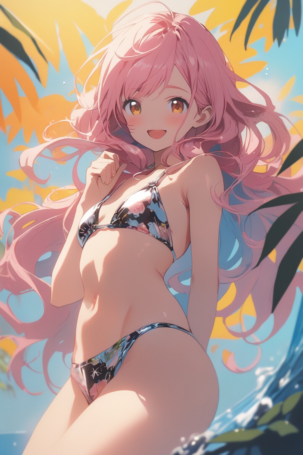 flat, floral ビキニ