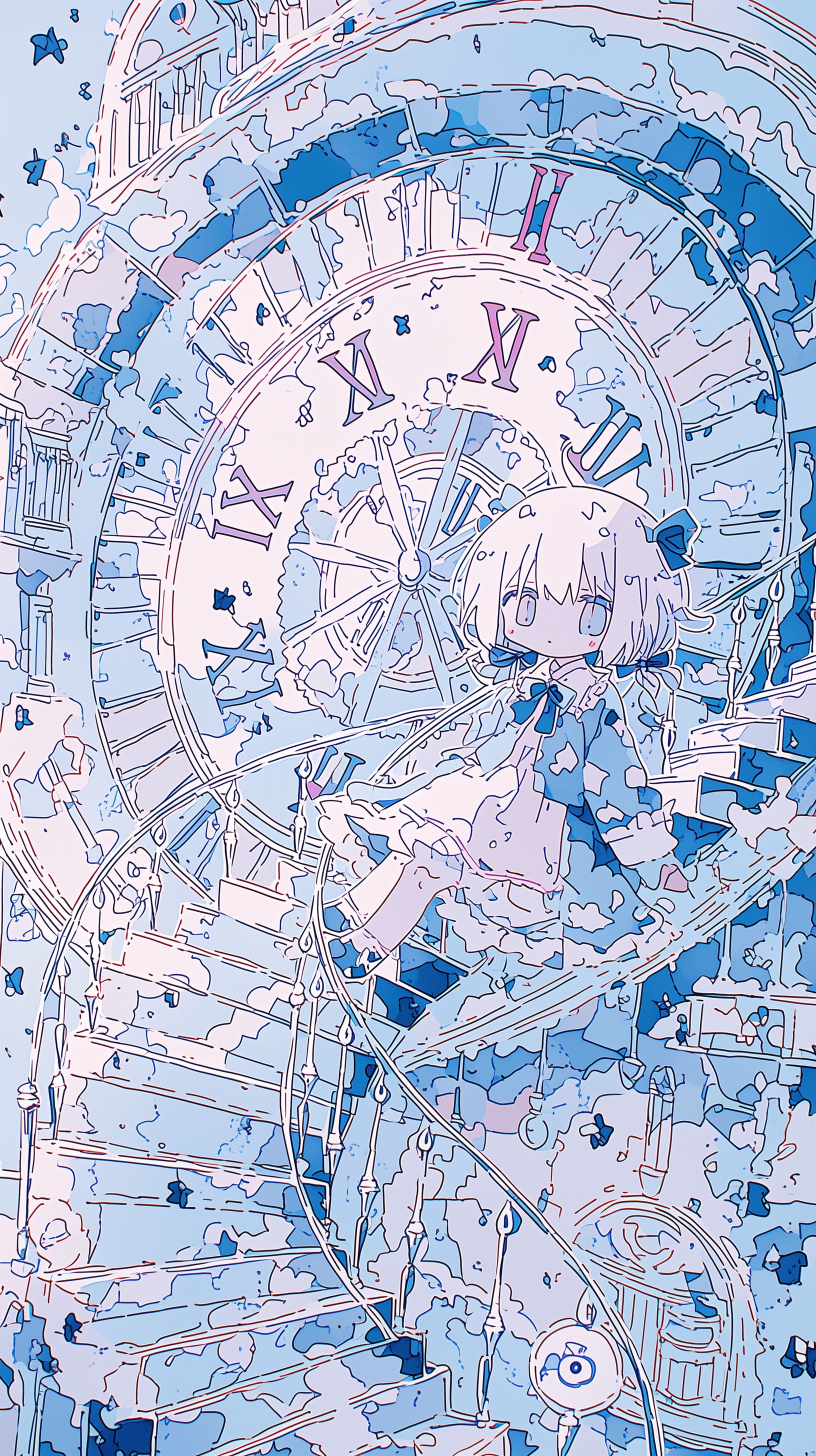 階段と時計 | の人気AIイラスト・グラビア