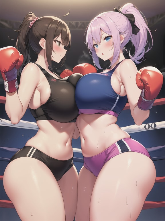 巨乳ポニテちゃん対決