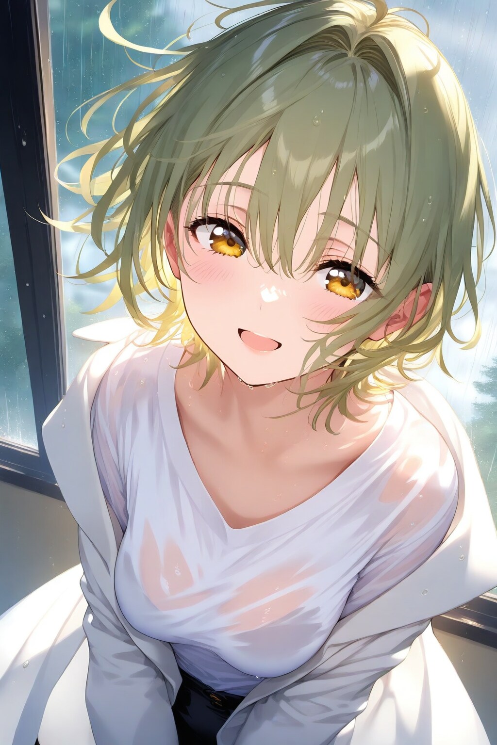 MESSY Hairの女の子と白コート