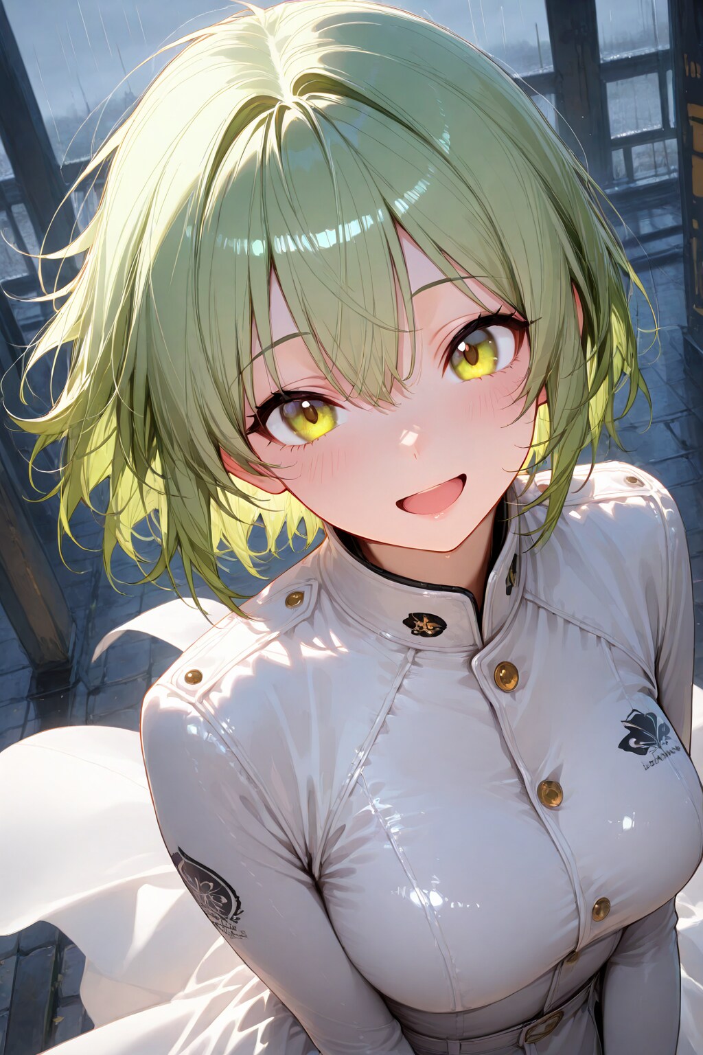 MESSY Hairの女の子と白コート