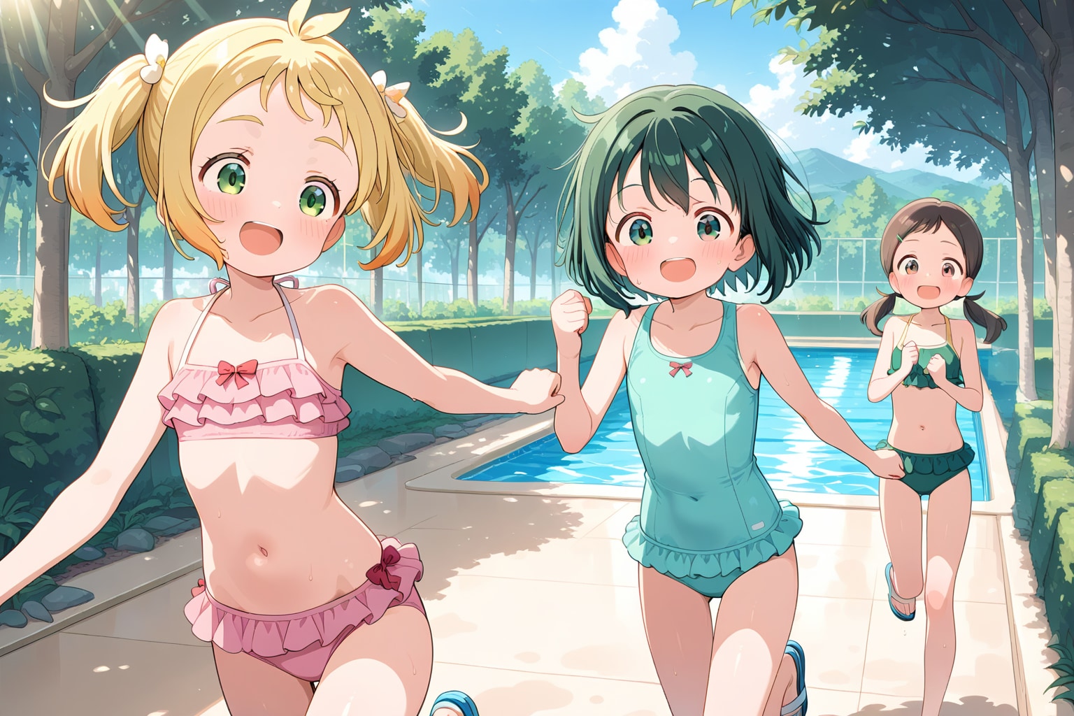 朝から楽しい水遊び
