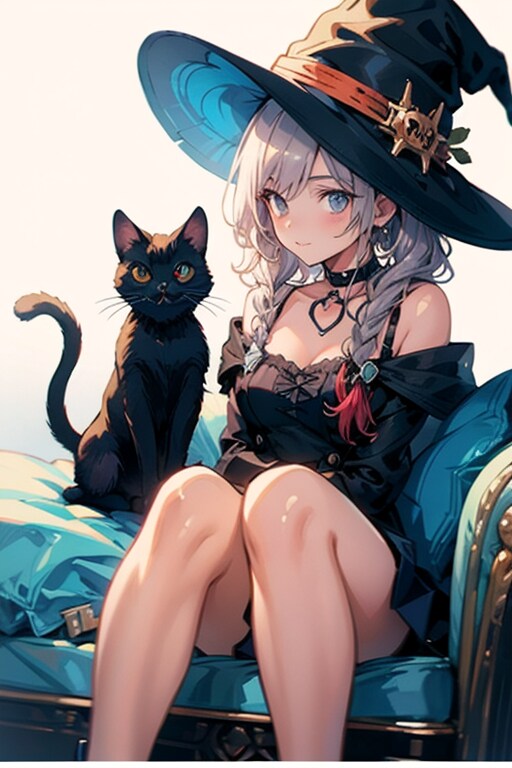 魔女と猫 | の人気AIイラスト・グラビア