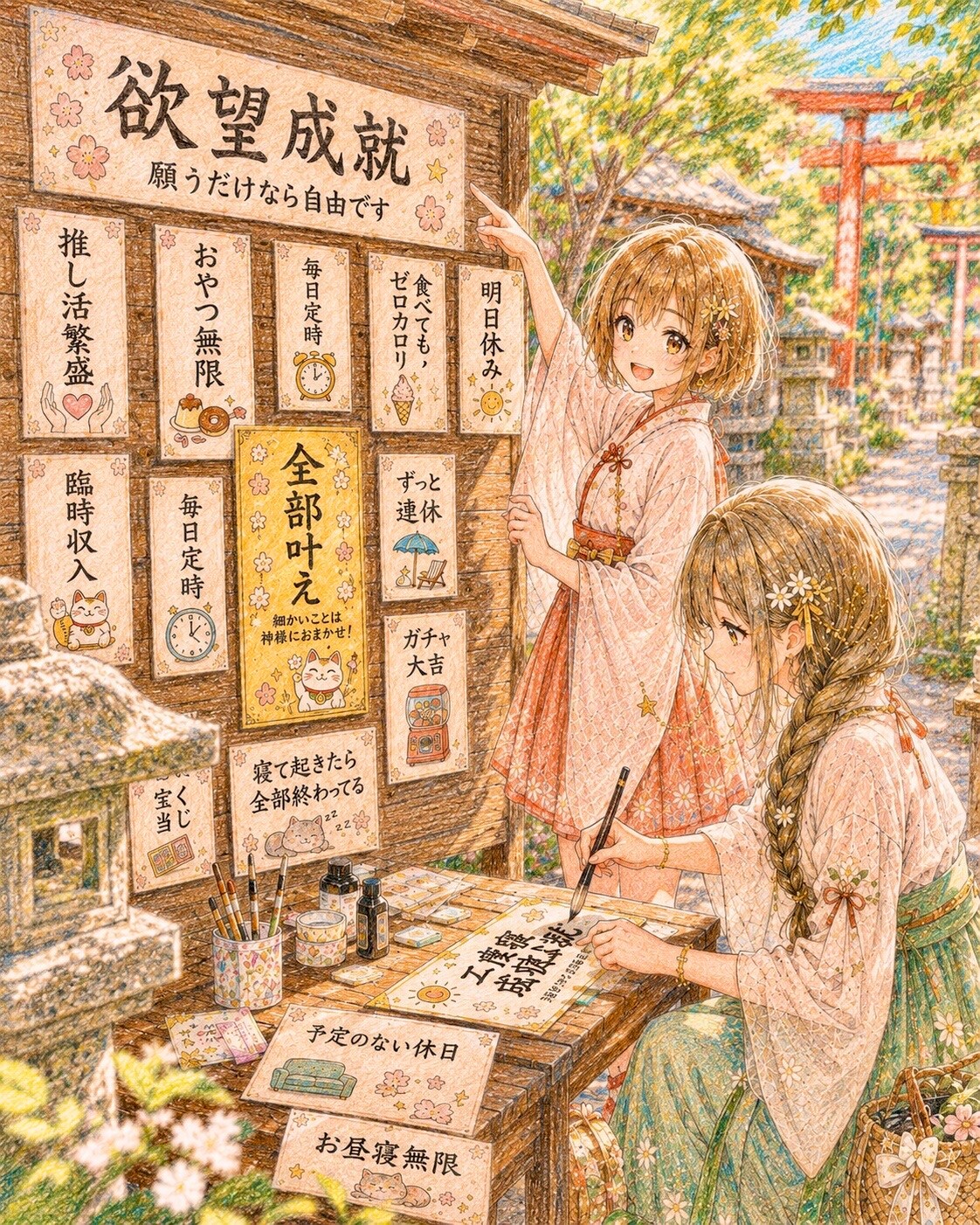 欲望成就の張り紙