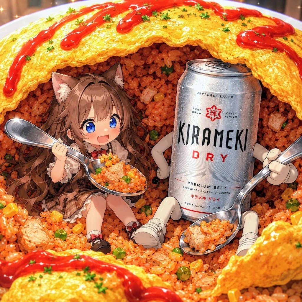 オムライスを食べる小さな女の子
