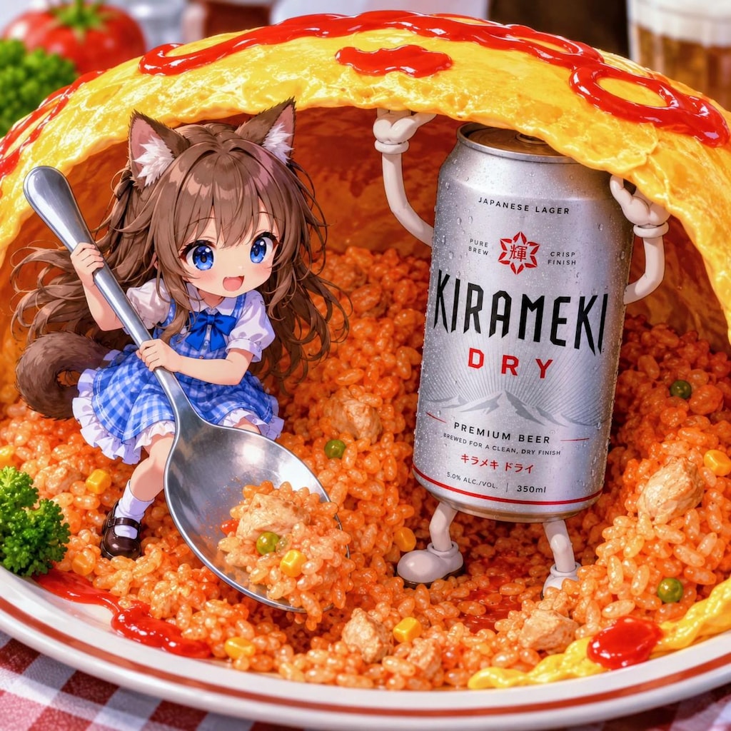 オムライスを食べる小さな女の子
