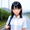 梅雨時によくある雨に濡れて下着がスケスケのJK 4枚目