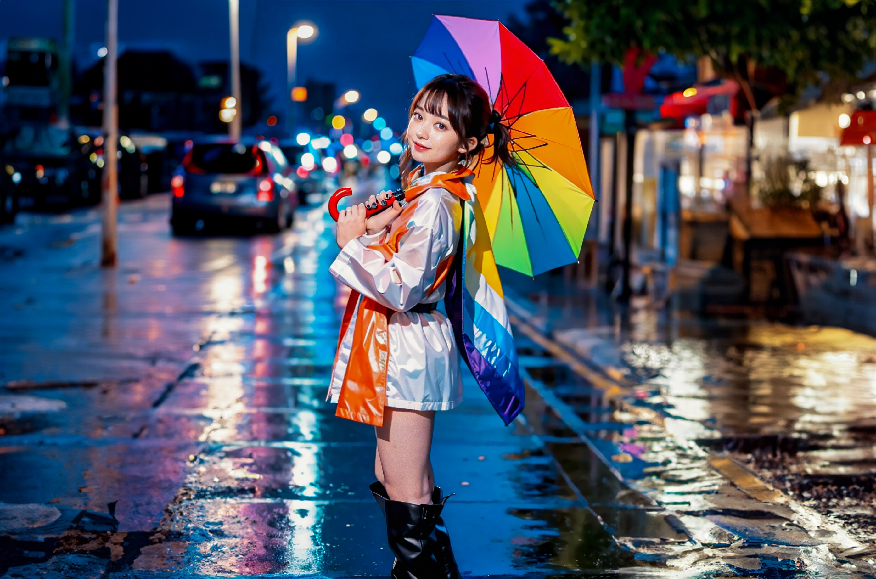 雨で夜でも楽しんで