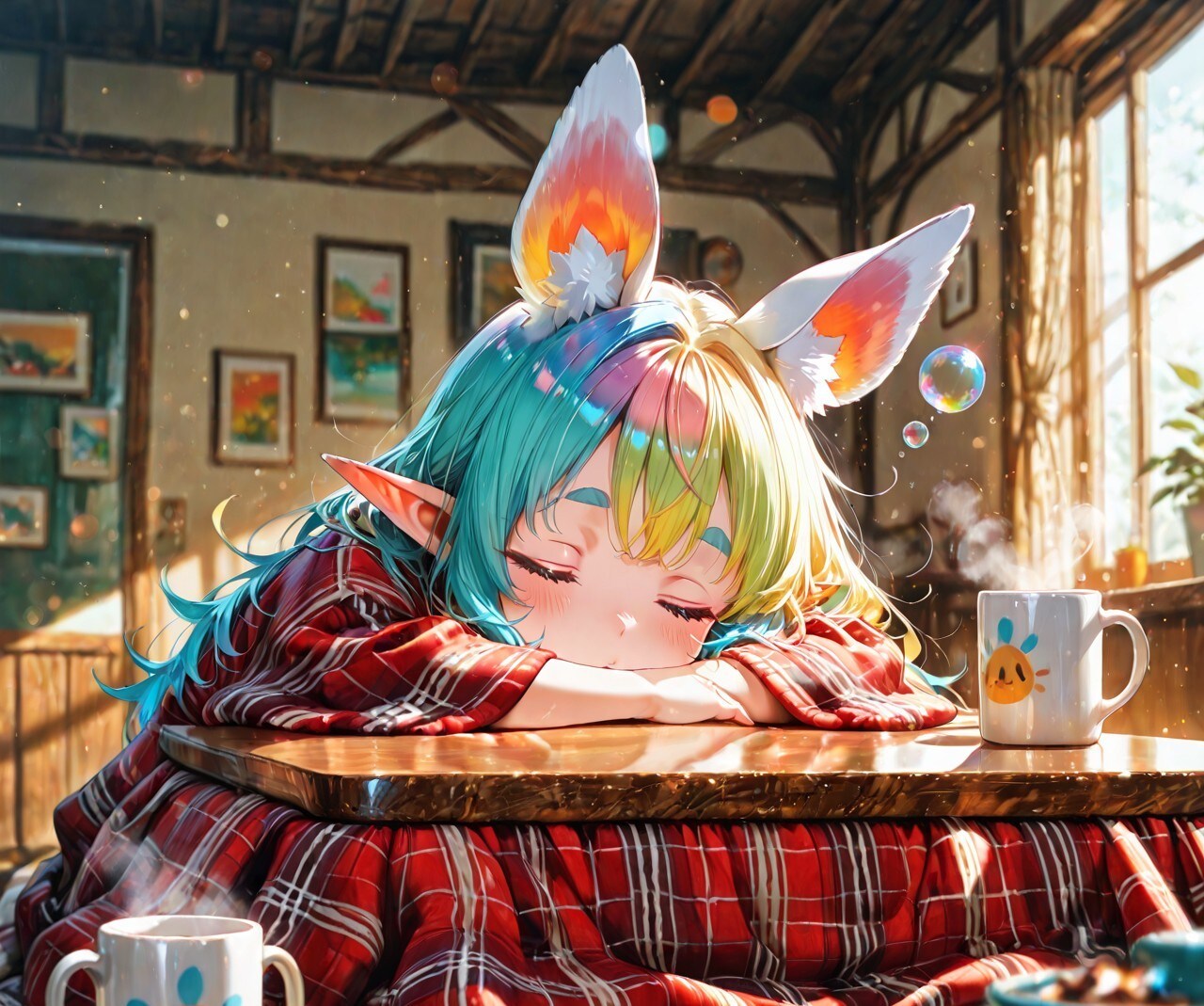 5枚）コタツで微睡 | の人気AIイラスト・グラビア