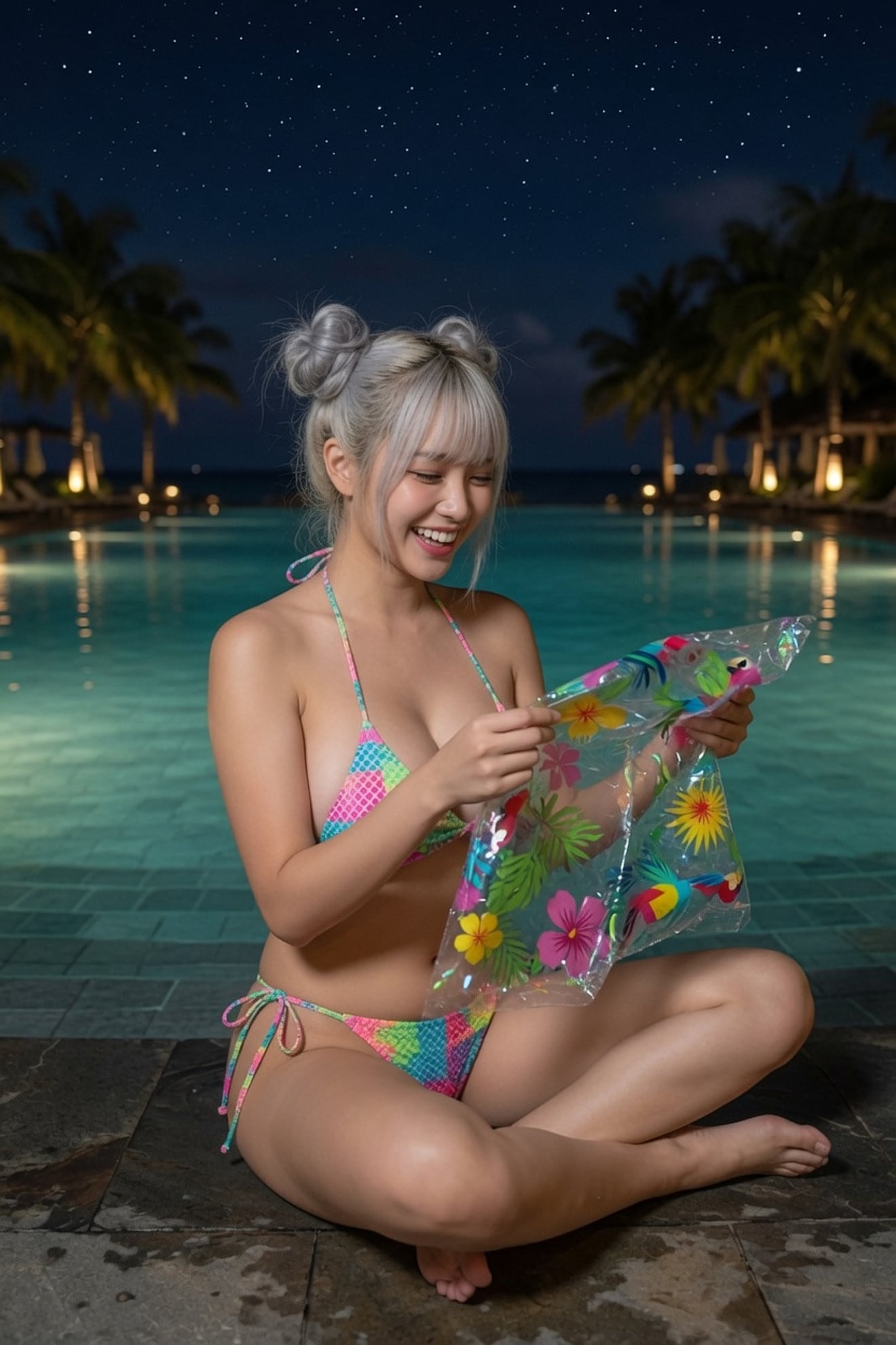 【浮き輪膨らます女の子】(Long ver.) そんなに力入れちゃうから...(Mitsuさん主催「浮き輪を膨らます女の子」＆企画あわせ盛)