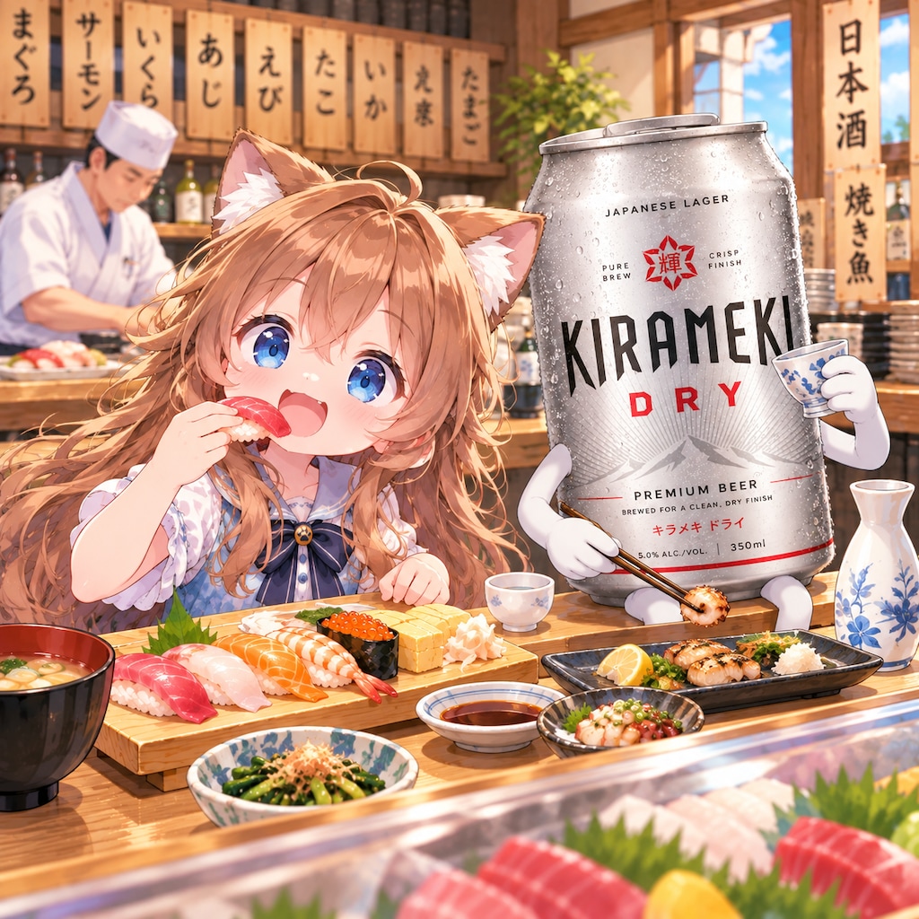 お寿司屋さんに来た小さな女の子