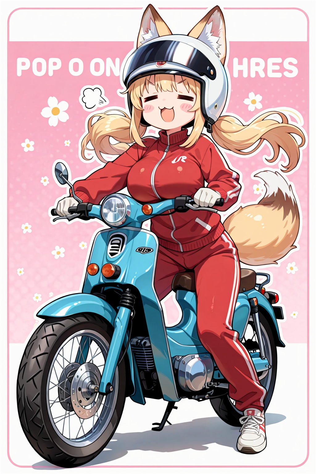 バイクに乗るケモミミゆるふわおねえさん