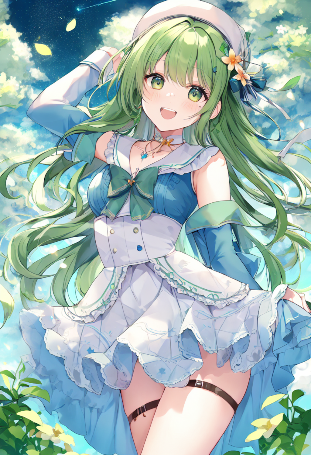 セーラー服の緑髪少女