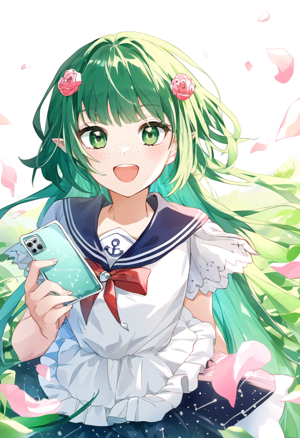 セーラー服の緑髪少女
