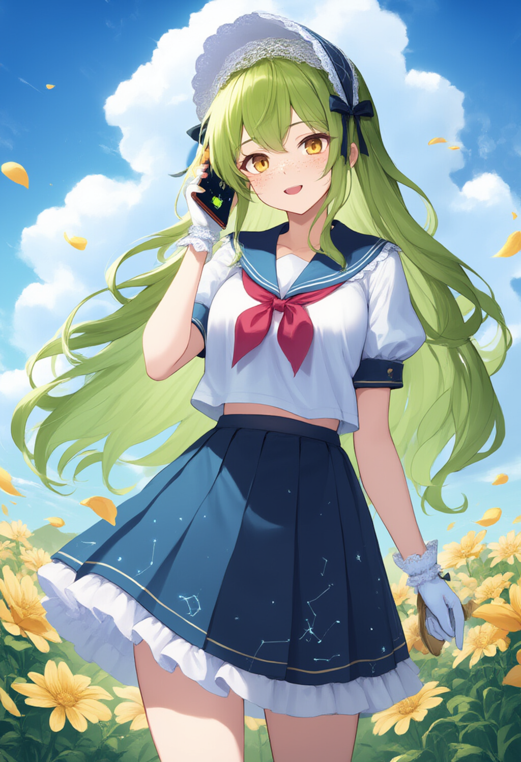 セーラー服の緑髪少女