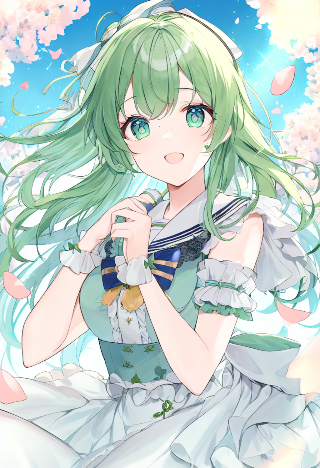 セーラー服の緑髪少女