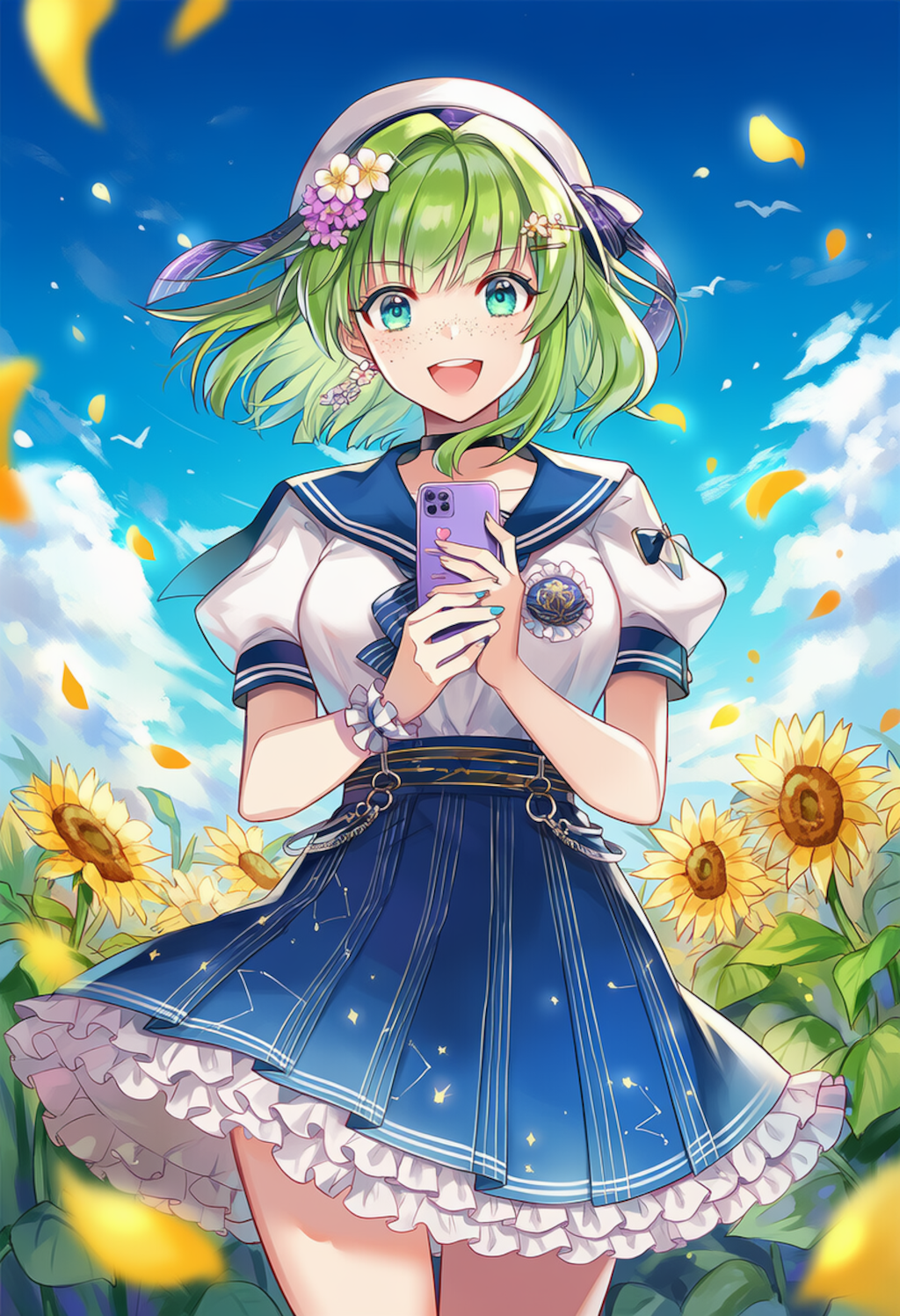 セーラー服の緑髪少女