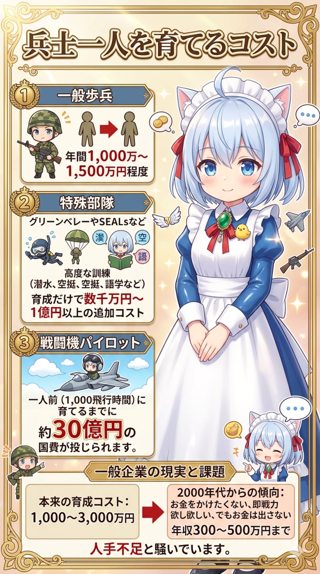 兵士一人を育てるコスト