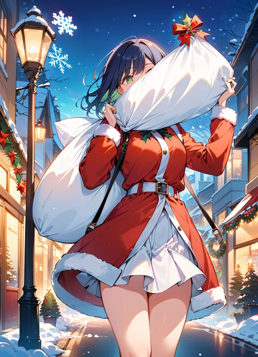 濃紺ボブでサンタ衣装の少女 | の人気AIイラスト・グラビア