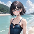 海とJKと黒ワンピ 3枚目
