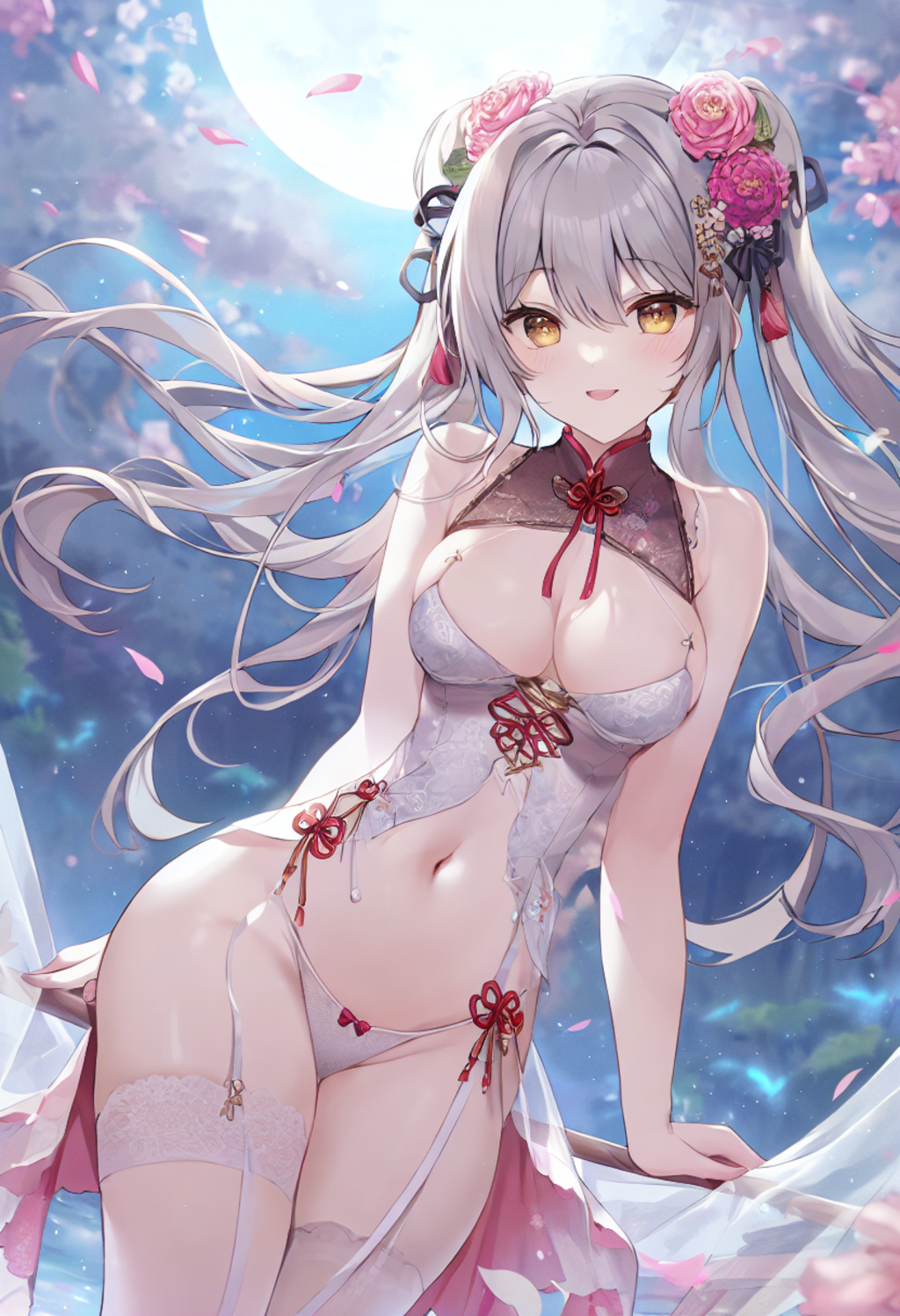 In a moonlit garden